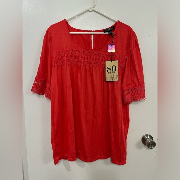 80 Park Tops - 80 Park Crochet Trim Women's Top, size 2X, new